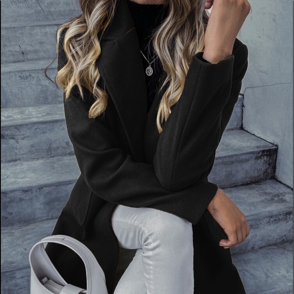 Elegant Classic Button Double Breast Pea Coat Jacket Outwear - Picture 16 of 17